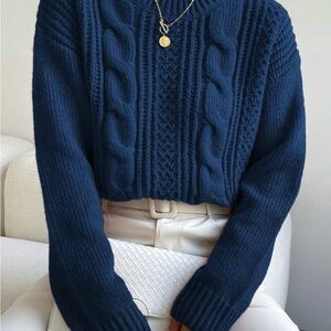 Navy Cable Knit Sweater